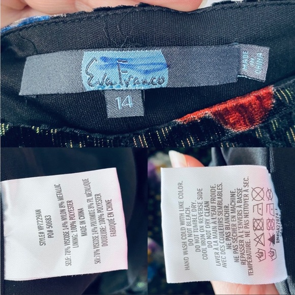 COPY - Anthropologie Eva Franco Velvet Metallic Pasquette Floral Wide Leg Pants… - Picture 9 of 14